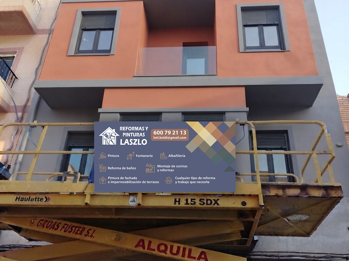 Pintura de fachada en Silla con plataforma elevadora