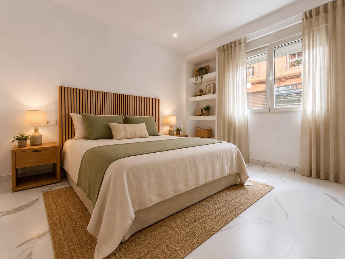 Dormitorio de la vivienda tras la reforma integral